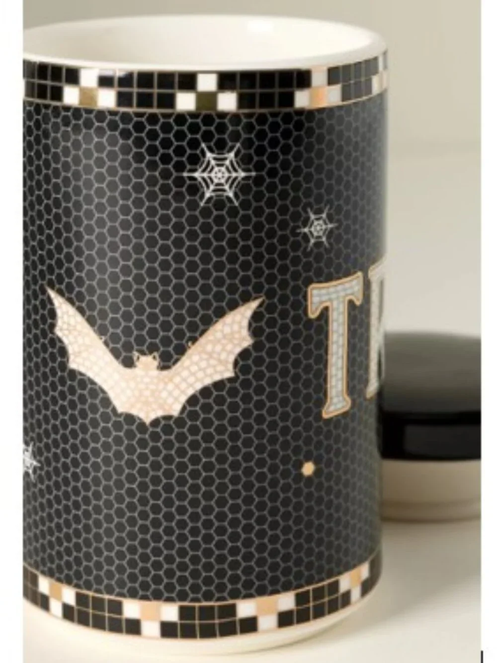 Anthropologie Bistro Tile Stoneware Canister: Halloween Edition – Treats - NWT